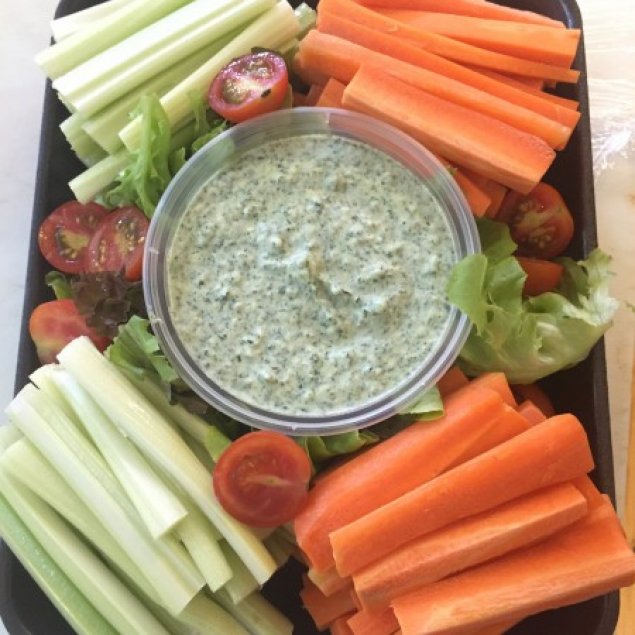 Vegetable Sticks with Pesto Yoghurt