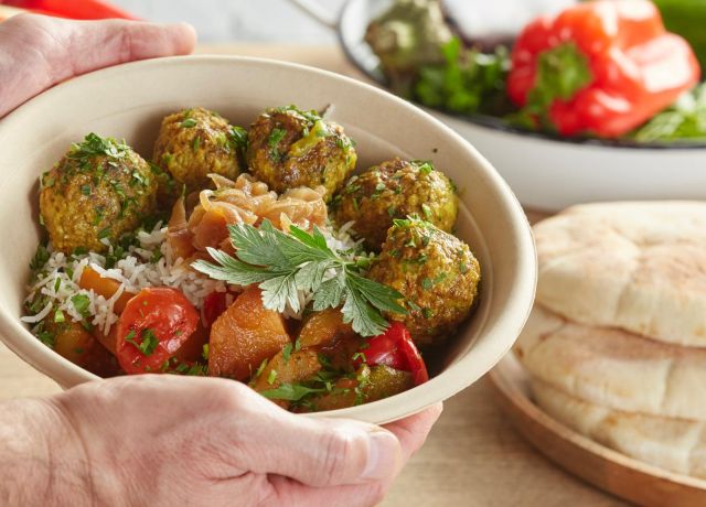 Individual Hot Plate- Vegetarian Meatballs 