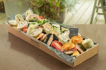 Meat selection of speciality breads, wraps and bagels box