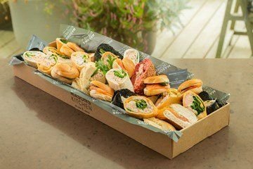 Fish selection of speciality breads, wraps and bagels box