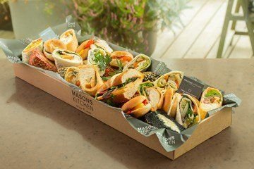 Vegetarian selection of speciality breads, wraps and bagels box