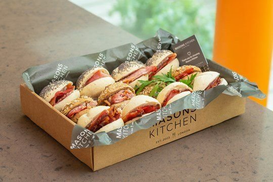 Mini assorted rolls with smoked back bacon box  (12 rolls)