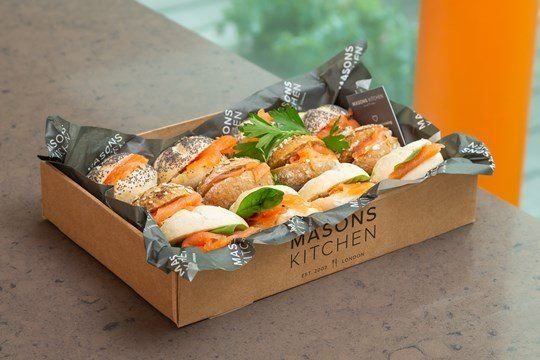 Mini assorted rolls with smoked salmon and cream cheese box (12 rolls)