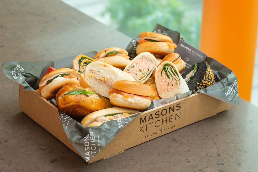 Fish selection of speciality breads, wraps and bagels box