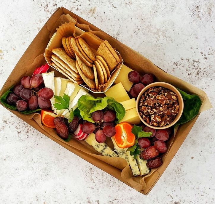 Stilton, Mature Cheddar & Brie Plate with Festive extras & Biscuits (No Attribute)