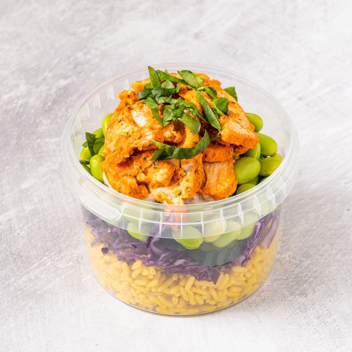 Chicken Tikka Salad Pot with Mint Yoghurt and Spiced Rice
