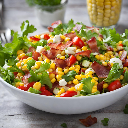 Tex-Mex Corn Salad w/ Bacon and Red Bell Pepper (kg)