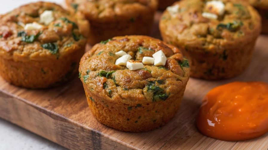 Spinach & feta Muffin with Sambal Mayo