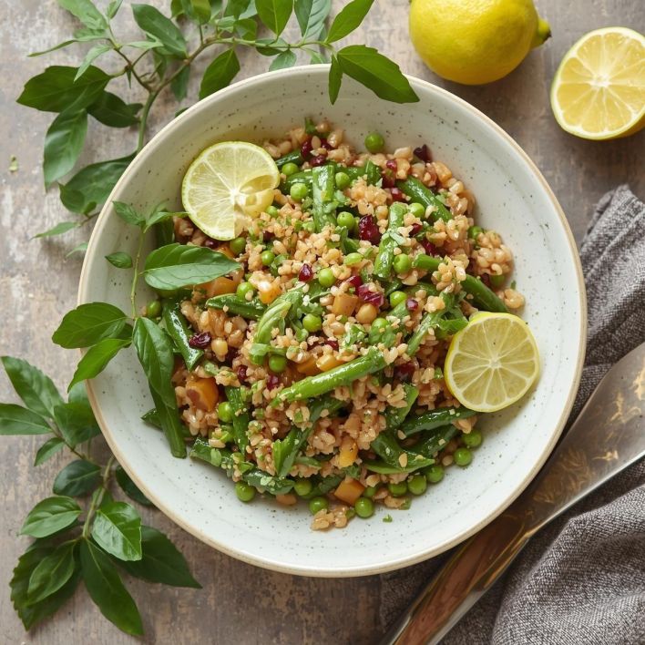 Zesty Ancient Grain Salad with Green Beans & Peas, Lime & Lemon Myrtle (1 kg)