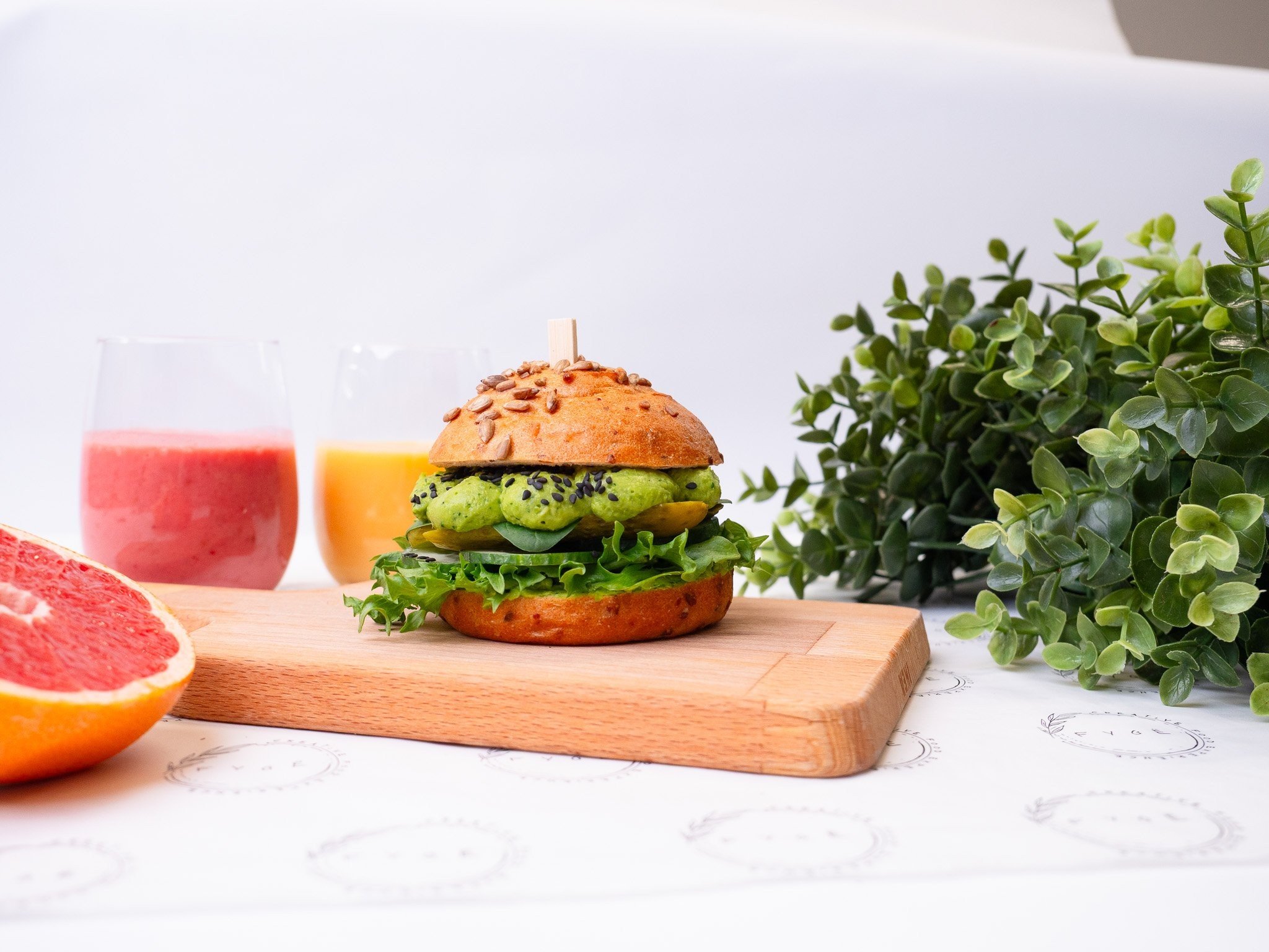 Gluten Free Sunflower Bun with Avocado Mousse