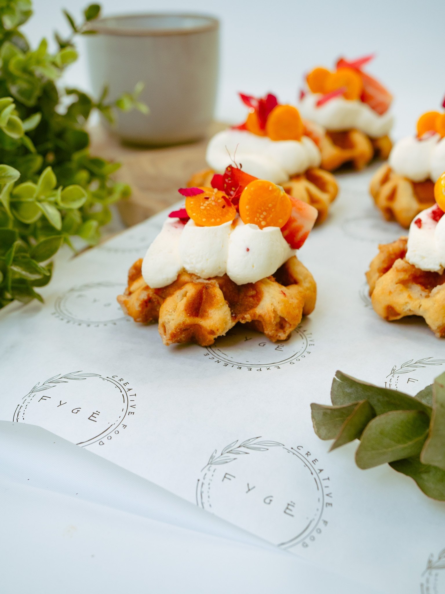 Mini Belgian Waffle with Mascarpone Chantilly