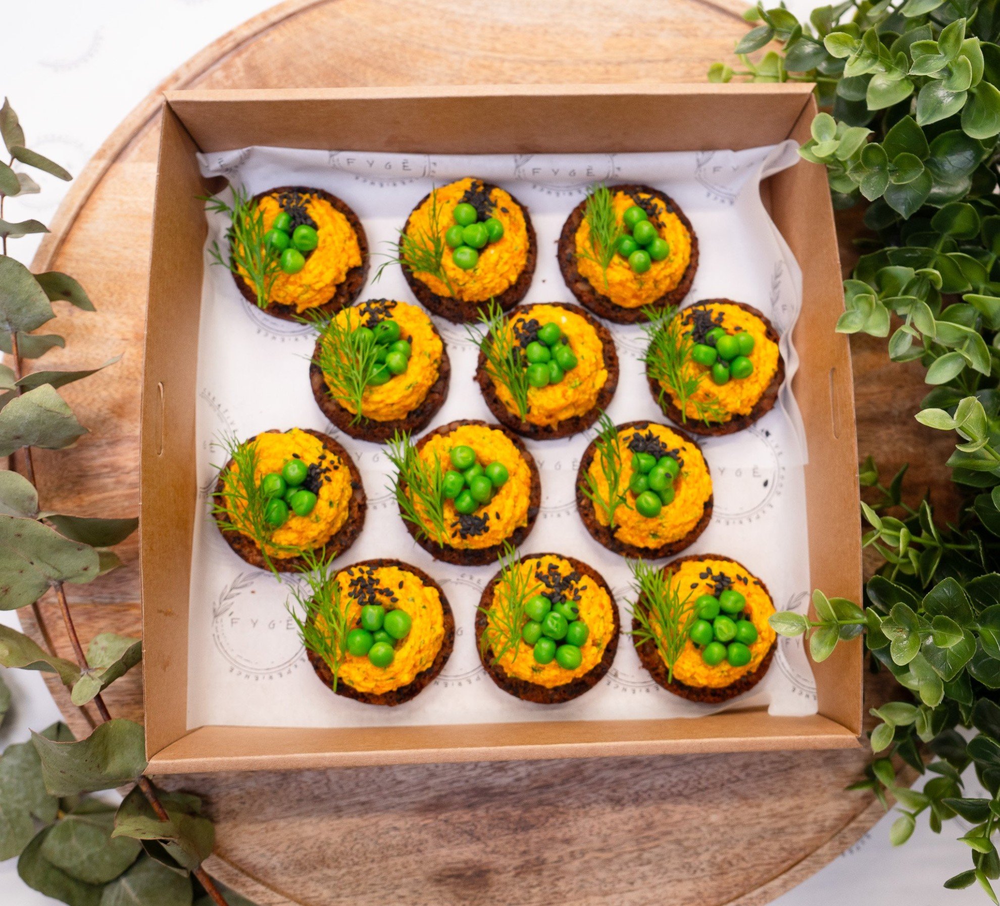 Young Carrot Mousse on Archipelago Bread, Sweet Peas and Fresh Herbs