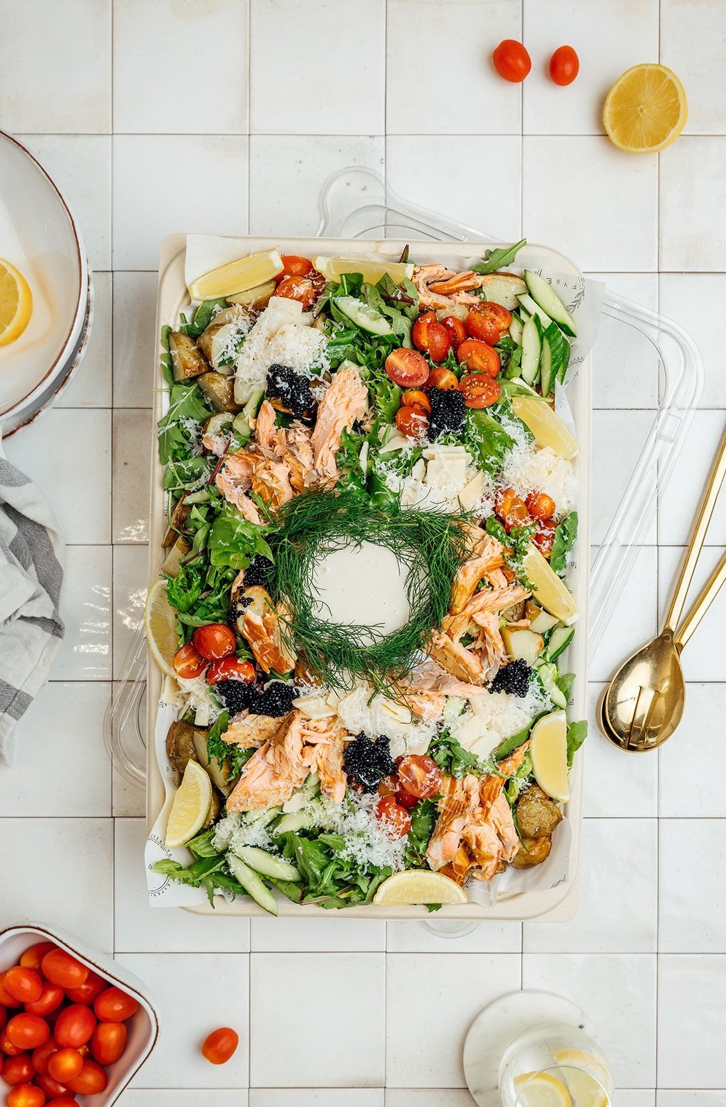 Warm Smoked Salmon Salad tray 