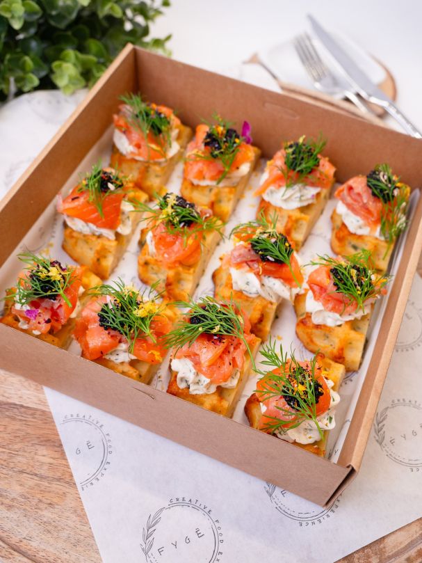 Cold Smoked Salmon Potato Waffle