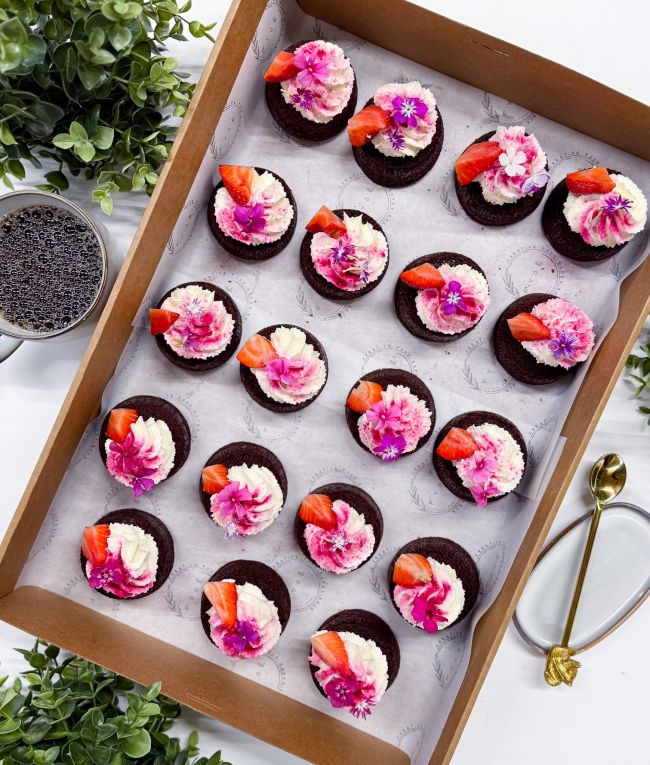 Chocolate Mini Cake with Vanilla Cream & Berries