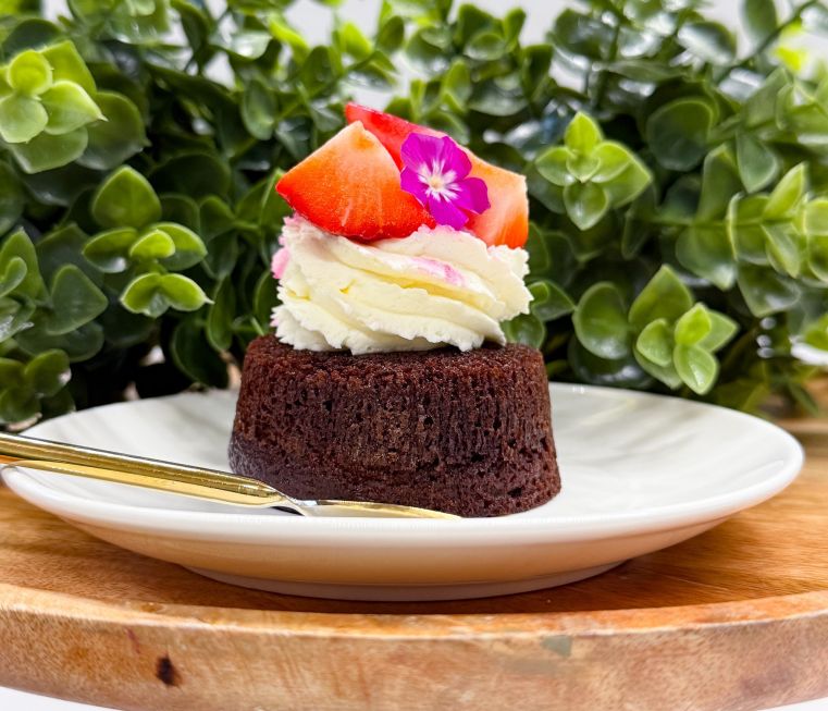 Chocolate Mini Cake with Vanilla Cream & Berries