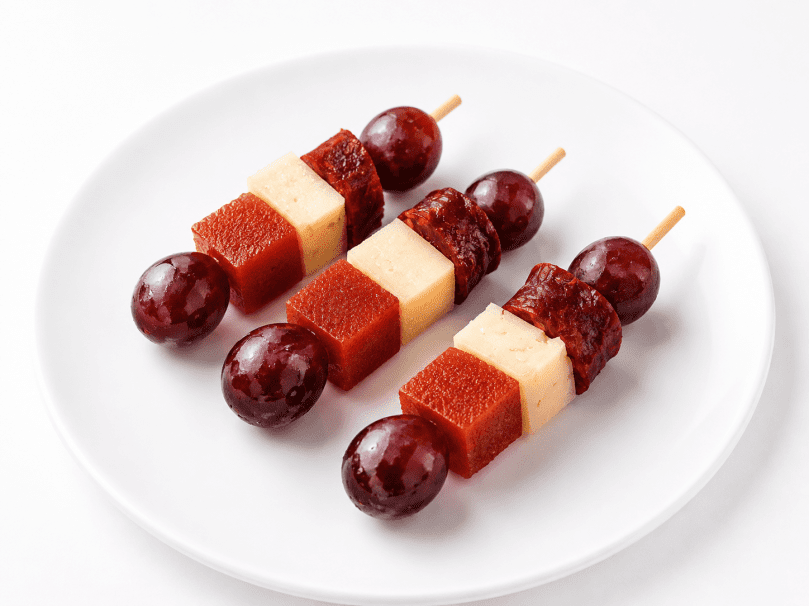 Chorizo, Manchego and Grape Skewers 