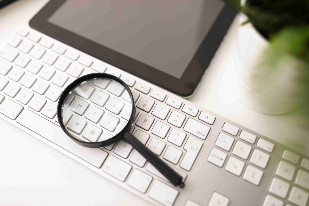 Magnifine Glass on a keyboard