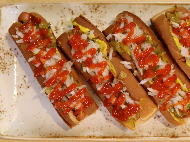 10 Hot Dog Platter w/ crinkle cut fries & condiments