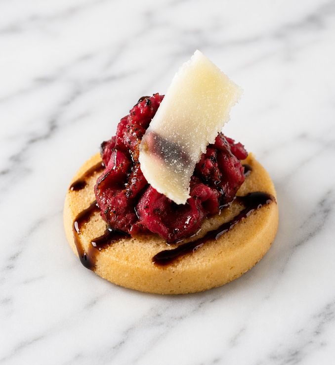 Beef Carpaccio on Parmesan Shortbread 