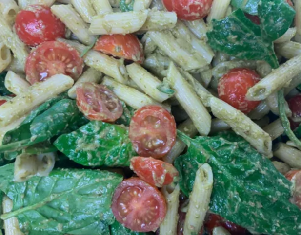 Pesto Pasta with Cherry Tomatoes & Spinach