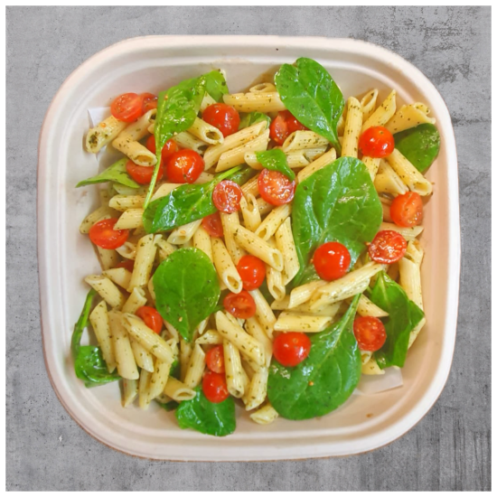 Pesto Pasta with Cherry Tomatoes & Spinach