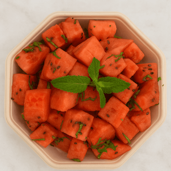 Fresh Watermelon chunks with mint and lime - small sharing platter 
