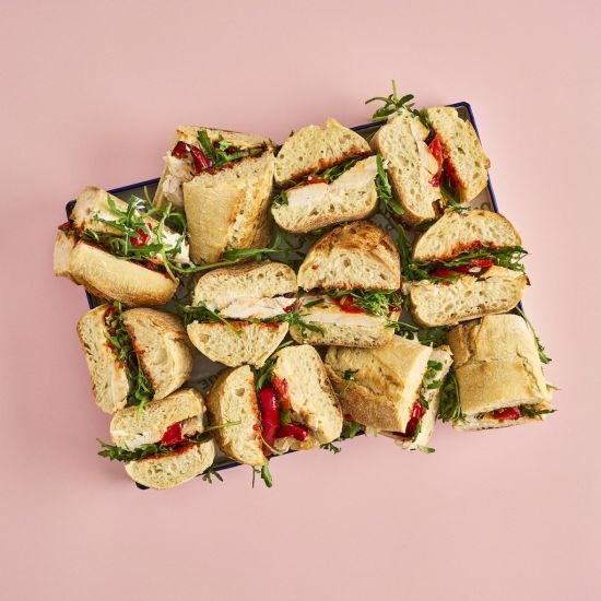 Roast chicken baguette with piripiri mayo & sundried tomato 