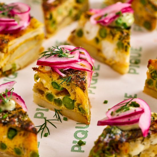 Canape herby potato & goats cheese frittata