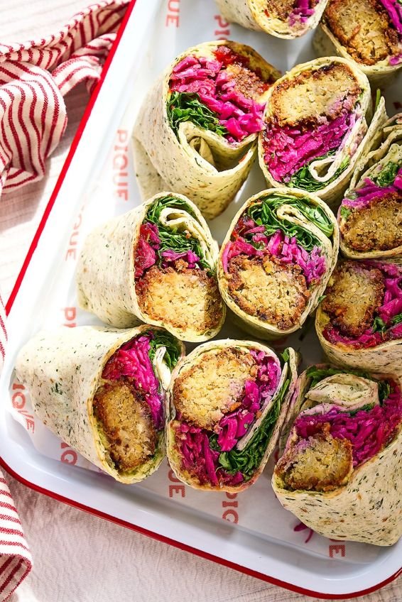 Pea falafel wraps