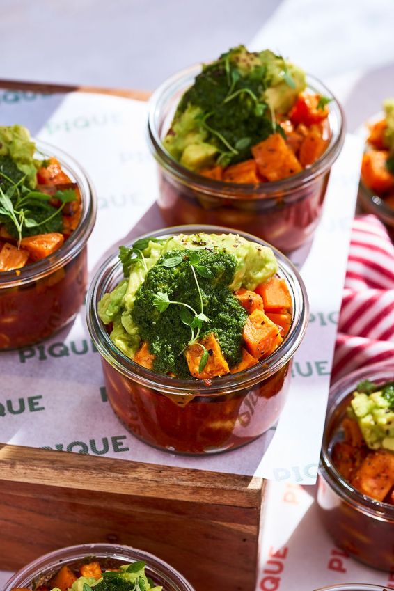 Smoky butterbeans & sweet potato pot with avocado and zhoug