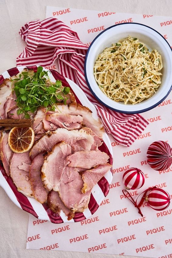 Honey mustard glazed ham with celeriac remoulade