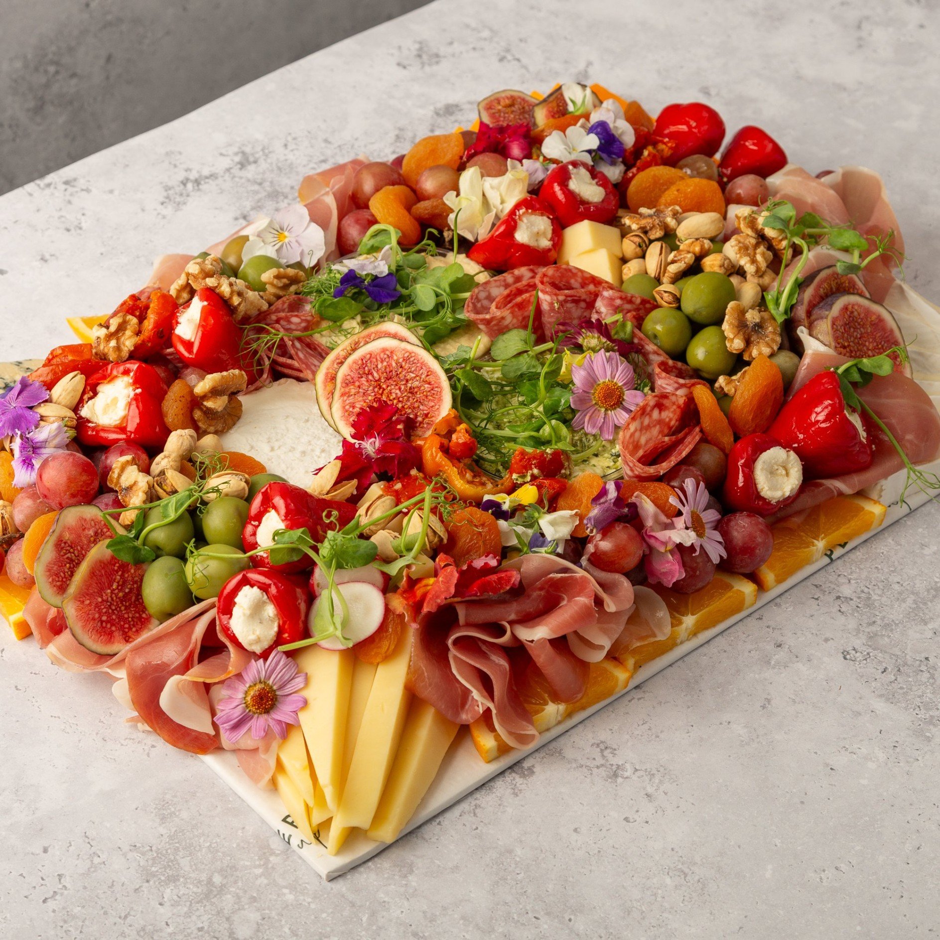 Small Classic Grazing Platter with Crackers and Baguette - Feeds 7