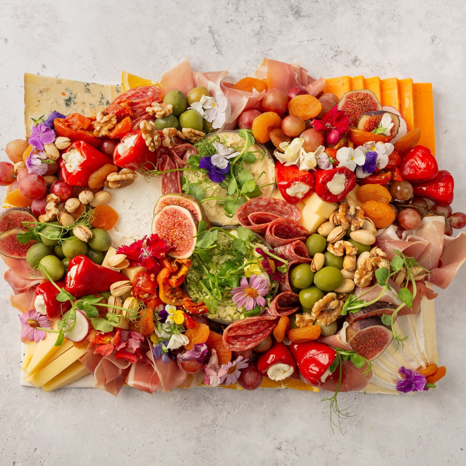 Small Classic Grazing Platter with Crackers and Baguette - Feeds 7