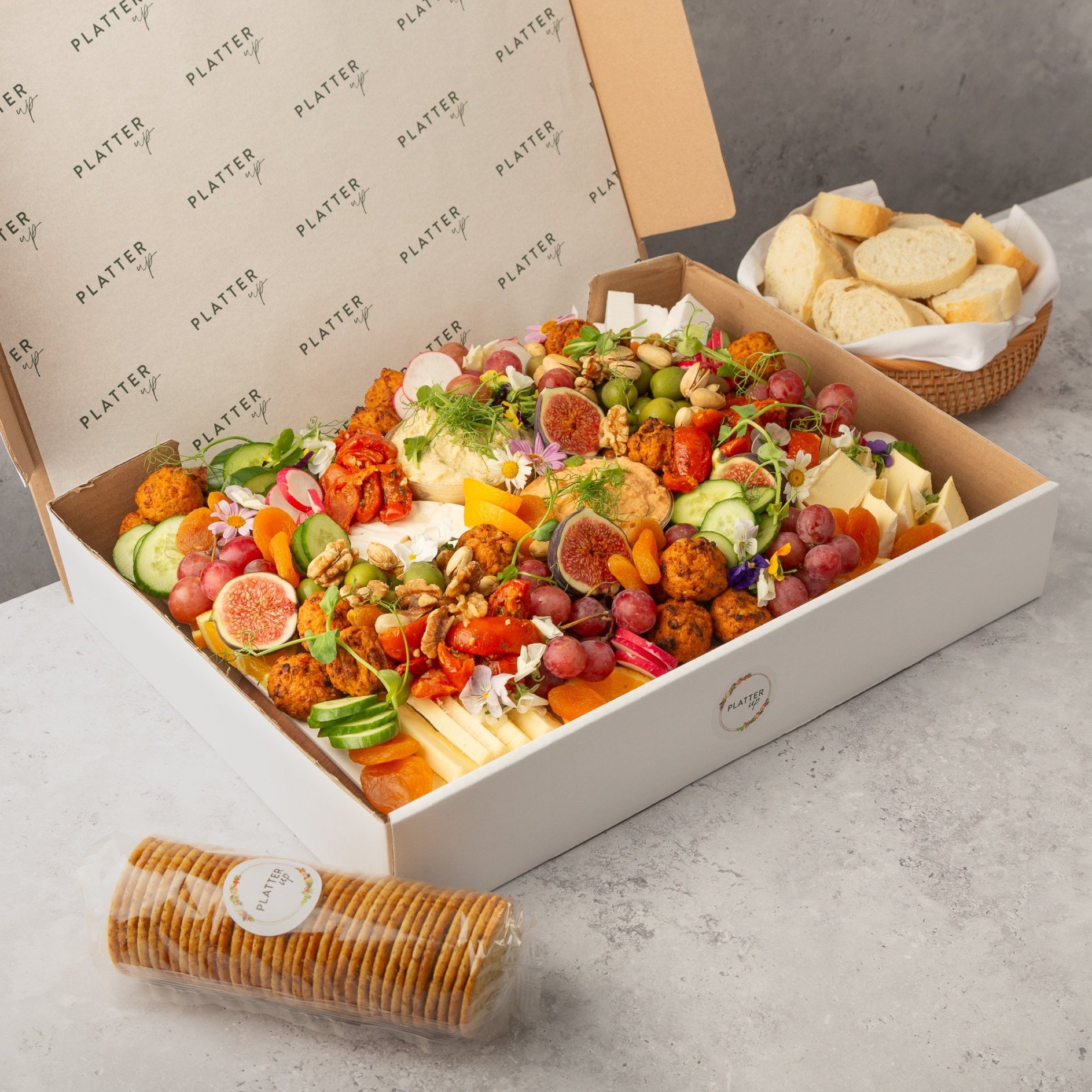 Small Vegan Platter with Vegan Crackers and Bread - Feeds 7