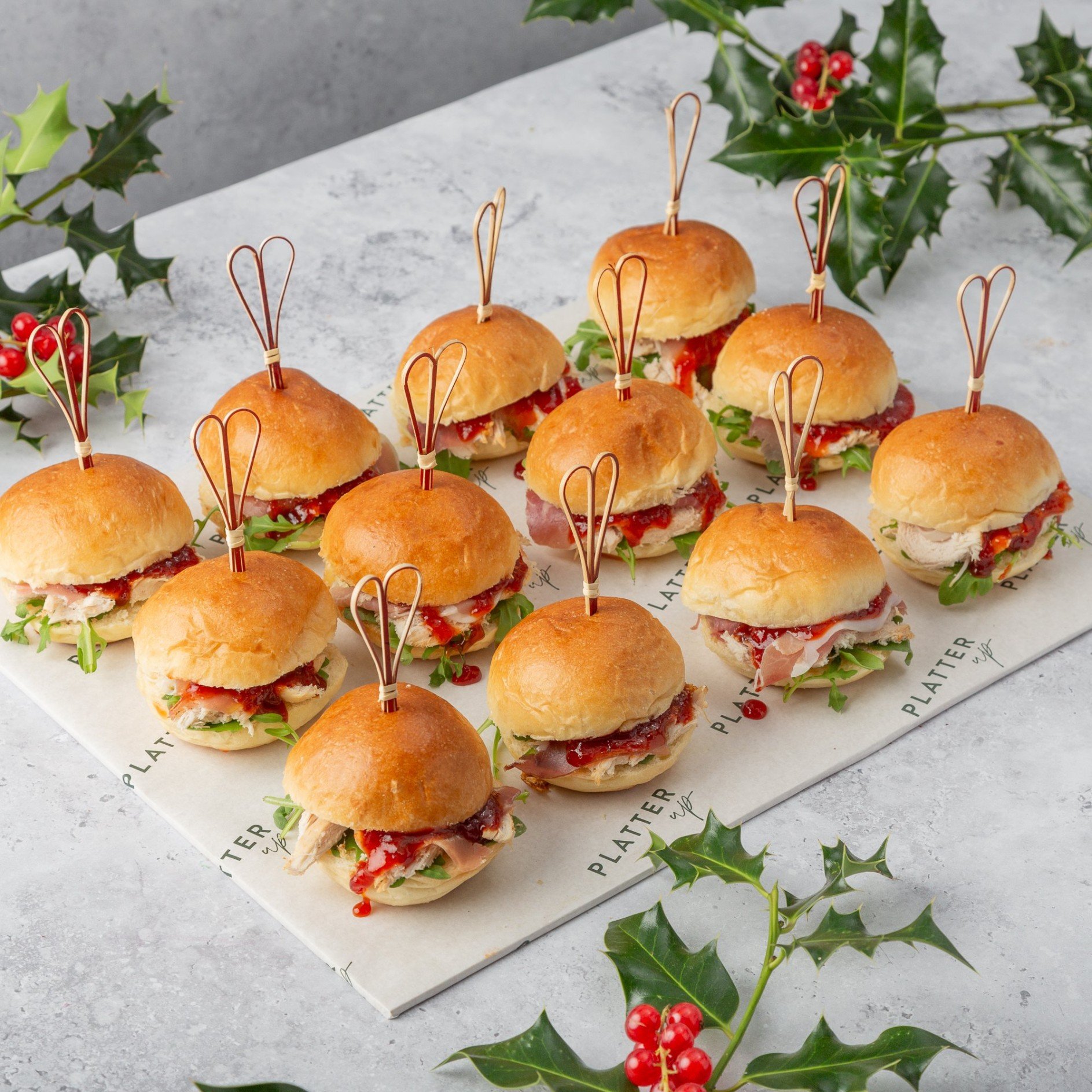 Turkey, Prosciutto, Brie, and Cranberry Sliders - 12