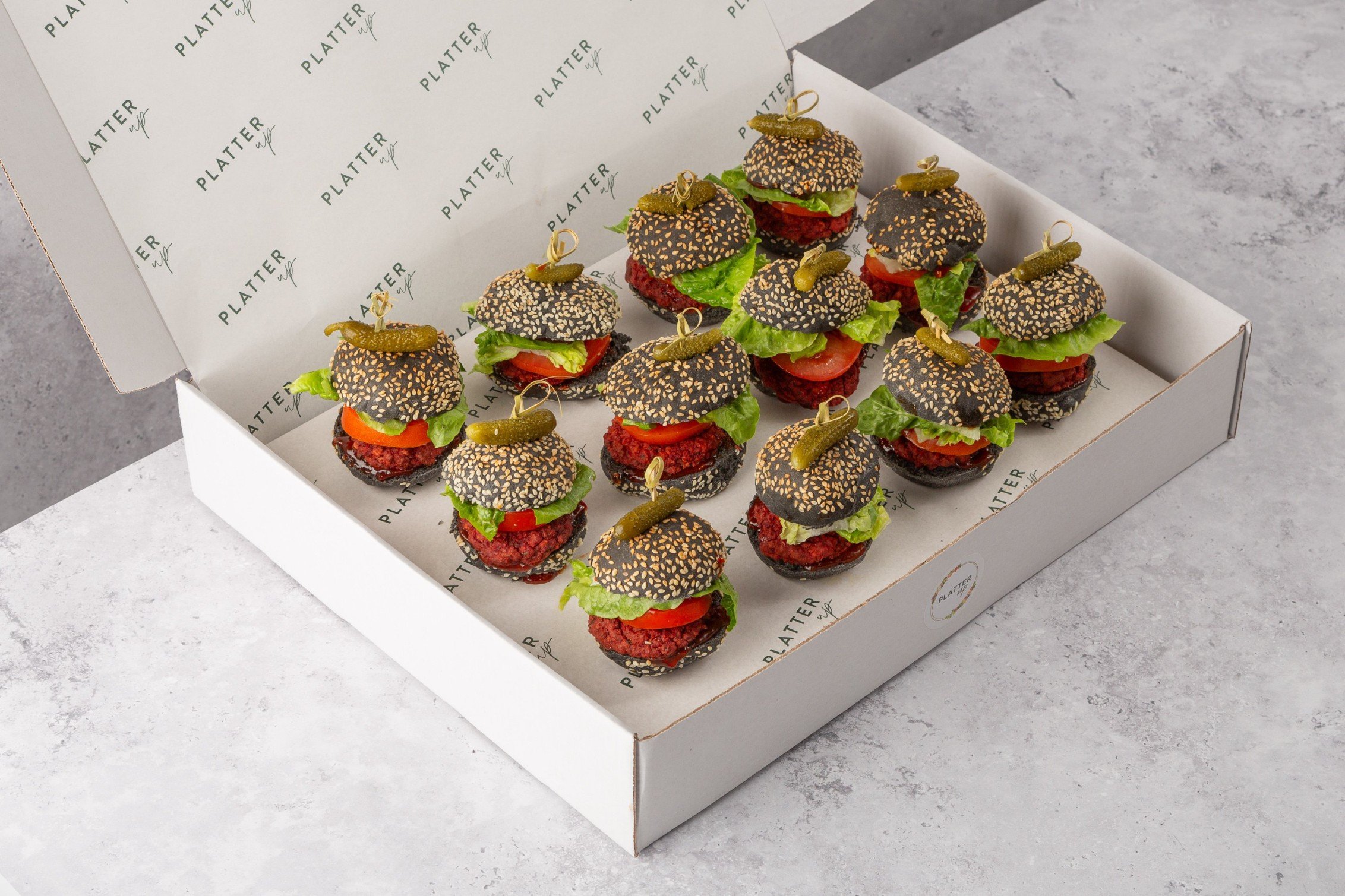 Vegan Beetroot Falafel and Chilli Jam in Mini Charcoal Sliders - 12
