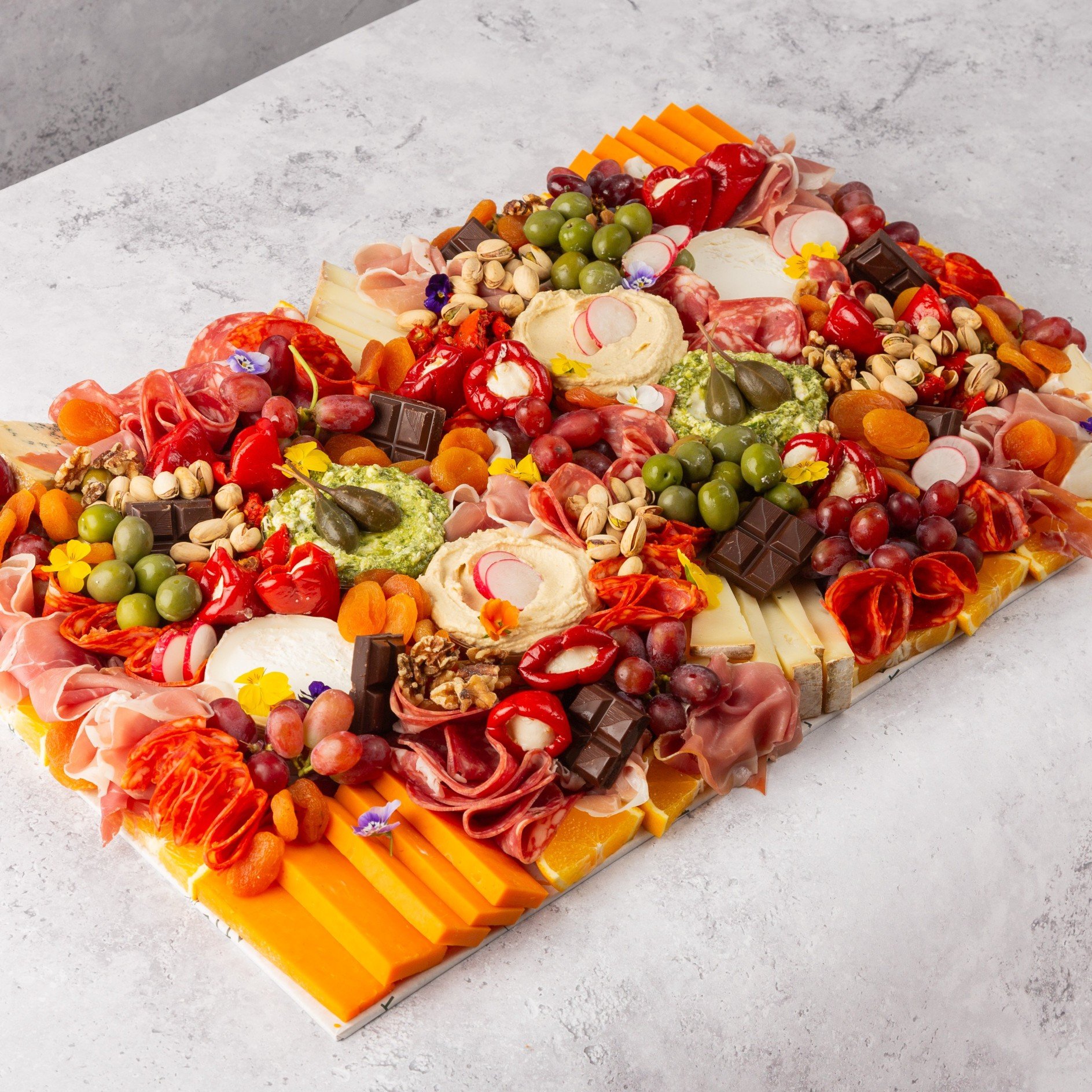Large Classic Grazing Platter with Crackers and Baguette - Feeds 14