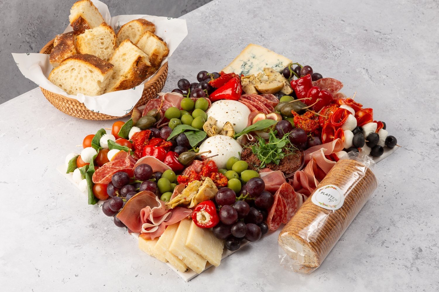 Small Italian Grazing Platter with Crackers and Focaccia - Feeds 7