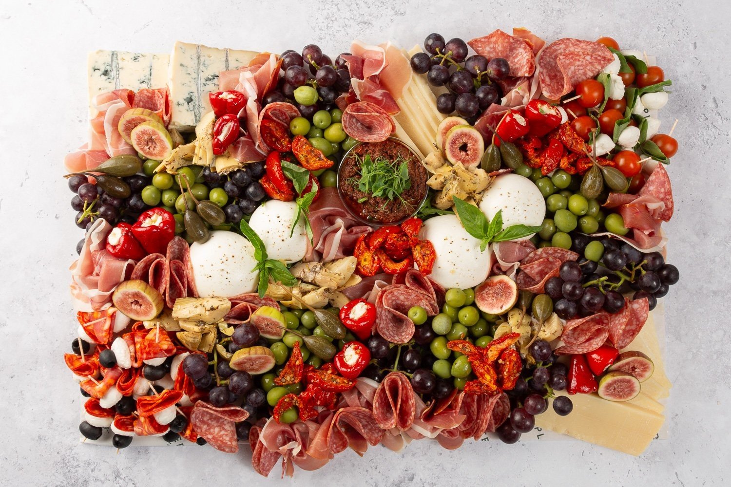 Large Italian Grazing Platter with Crackers and Focaccia - Feeds 14