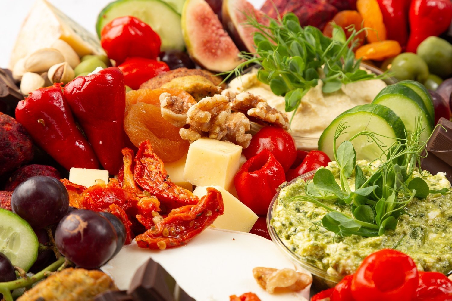 Small Vegetarian Grazing Platter with Crackers and Baguette - Feeds 7