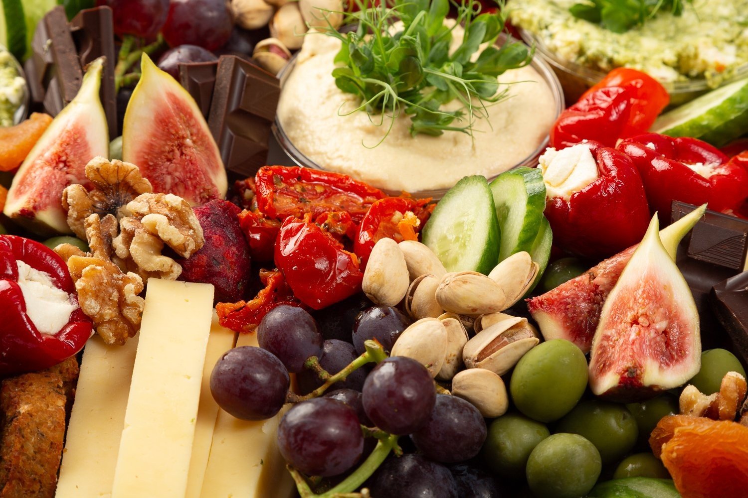 Large Vegetarian Grazing Platter with Crackers and Baguette - Feeds 14
