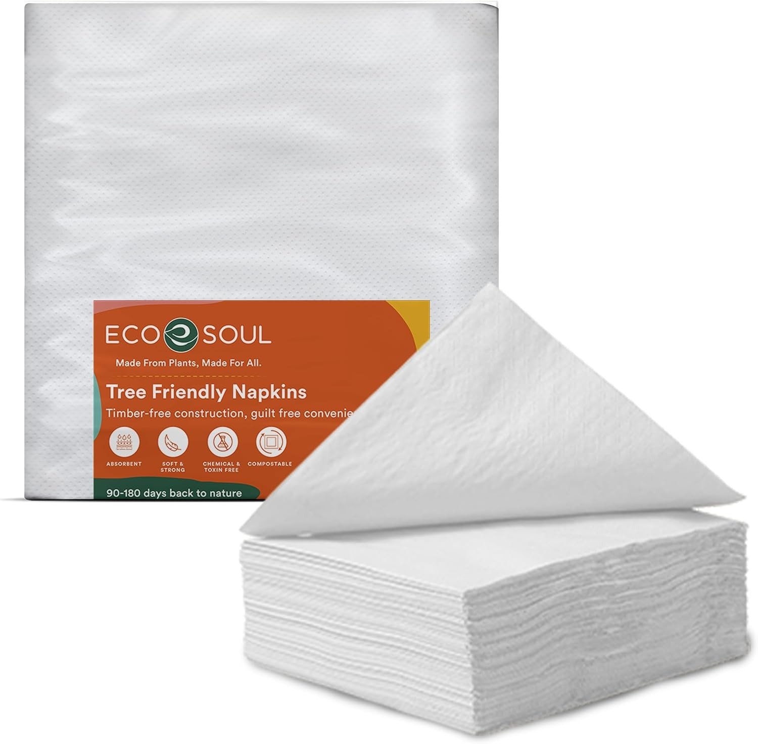 ECO SOUL Compostable Tree Free Paper Napkins 33cm sq - 10