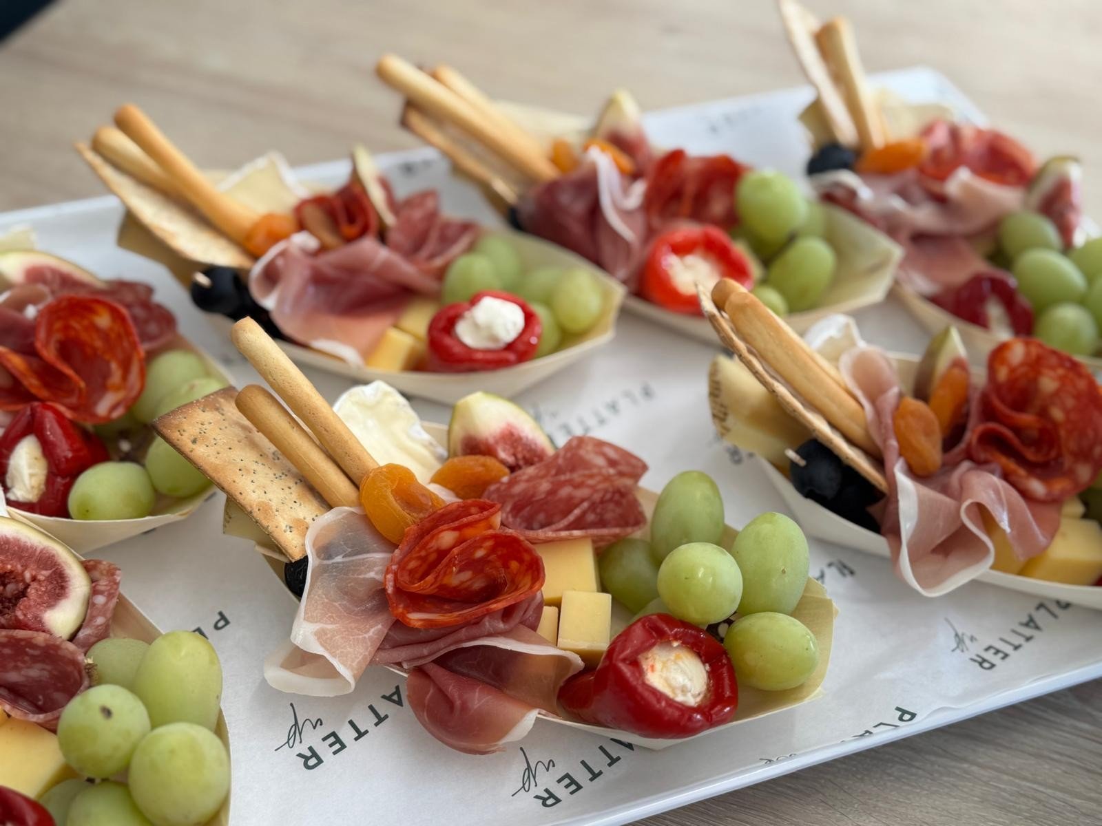 Charcuterie Boats with Wheat Crackers and Grissini - Feeds 12 