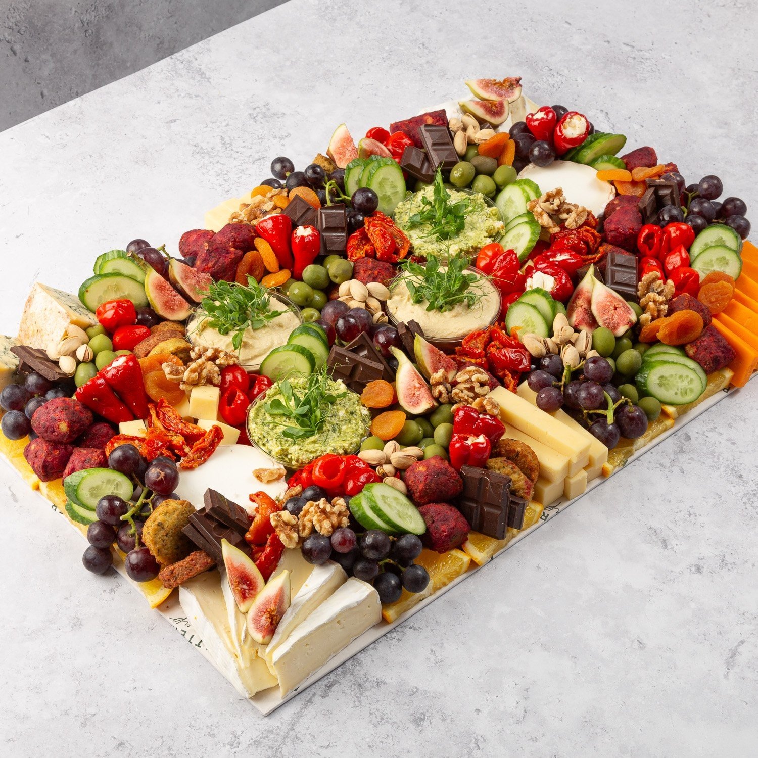 Large Gluten Free Vegetarian Grazing Platter with Gluten-Free Crackers and Gluten-Free Bread - Feeds 14
