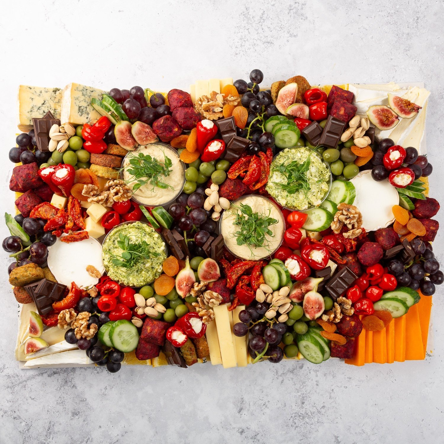 Large Gluten-Free Vegetarian Grazing Platter with Gluten-Free Crackers and Gluten-Free Bread - Feeds 14