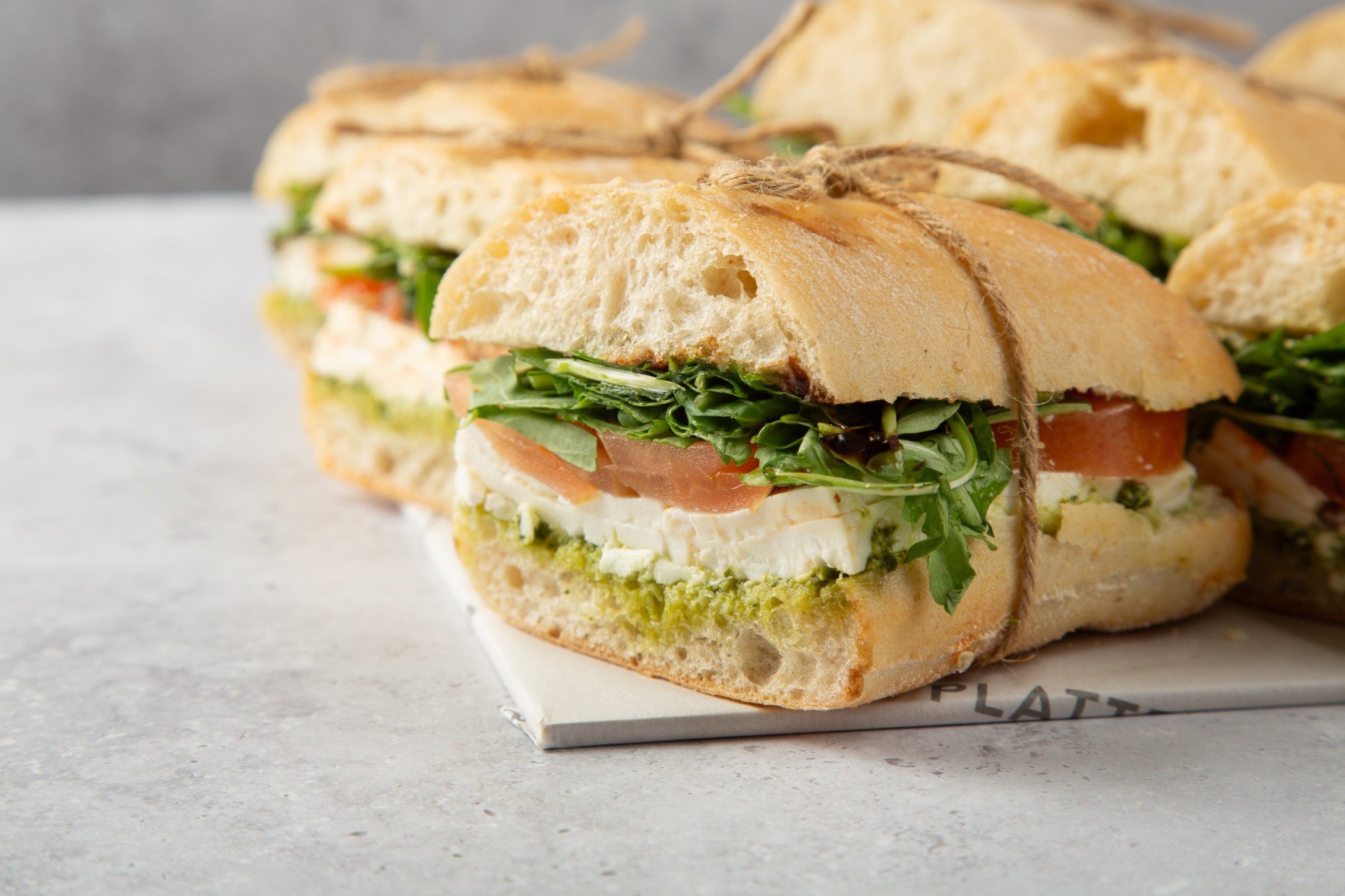 Fresh Mozzarella, Tomato, Pesto and Peppery Rocket Leaves in Ciabatta - 12