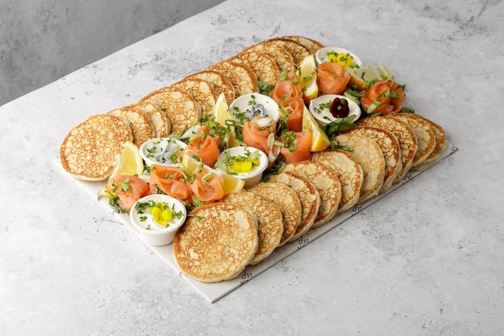 Pancake Platter with Smoked Salmon and Cream Cheese - 22 Pancakes