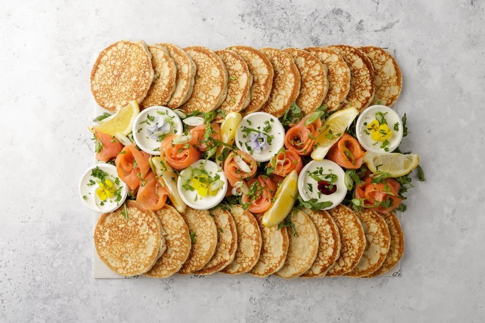 Pancake Platter with Smoked Salmon and Cream Cheese - 22 Pancakes