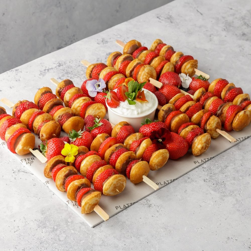 Strawberries and Chocolate Pancake Skewer Platter - 16 Skewers